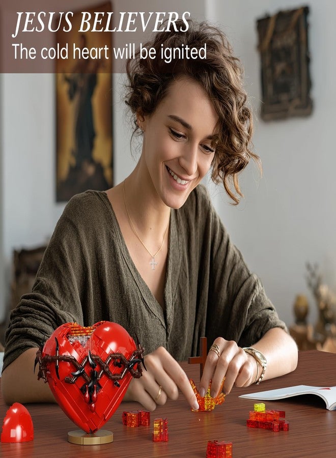 Vonado Jesus Heart Building Set,Sacred Heart Model Compatible with Lego,Bible Themed Christian Decorative Items,Religious Gift for Adults or Women(667 PCS) - Image 3